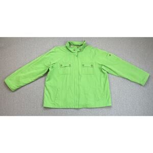 Talbots Jacket Womens XL Green Long Sleeve Casual Mock Neck Full Zip